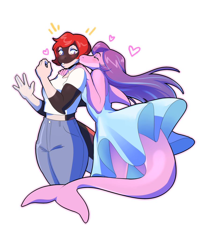 &lt;3 absurd_res andrea_rossi_(hazardtime) anthro blush cetacean clothed clothing delphinoid dress duo female female/female hi_res kissing mammal marine oceanic_dolphin orca rd406 samantha_stathis surprise toothed_whale