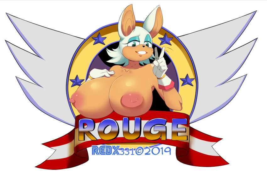 anthro big_breasts breasts chiropteran english_text female hi_res huge_breasts looking_at_viewer mammal nipples nude redx331 rouge_the_bat simple_background smile solo sonic_the_hedgehog_(series) text white_background