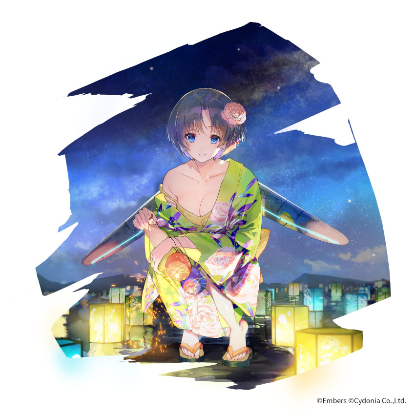 ash_arms cleavage mimoza no_bra open_shirt wardrobe_malfunction yukata