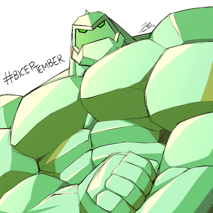 1:1 abs alien ben_10 biceps cartoon_network diamondhead flammars flexing flexing_bicep green_body hi_res humanoid looking_at_viewer male muscular muscular_humanoid muscular_male pecs solo yongdasom