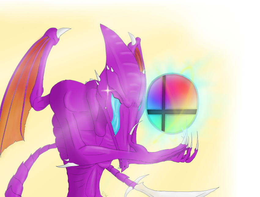 bodily_fluids crying dragon hi_res male metroid nintendo purple_body purple_skin ridley space_dragon_(metroid) sparkles super_smash_bros. tears the-gamer-within video_games wings