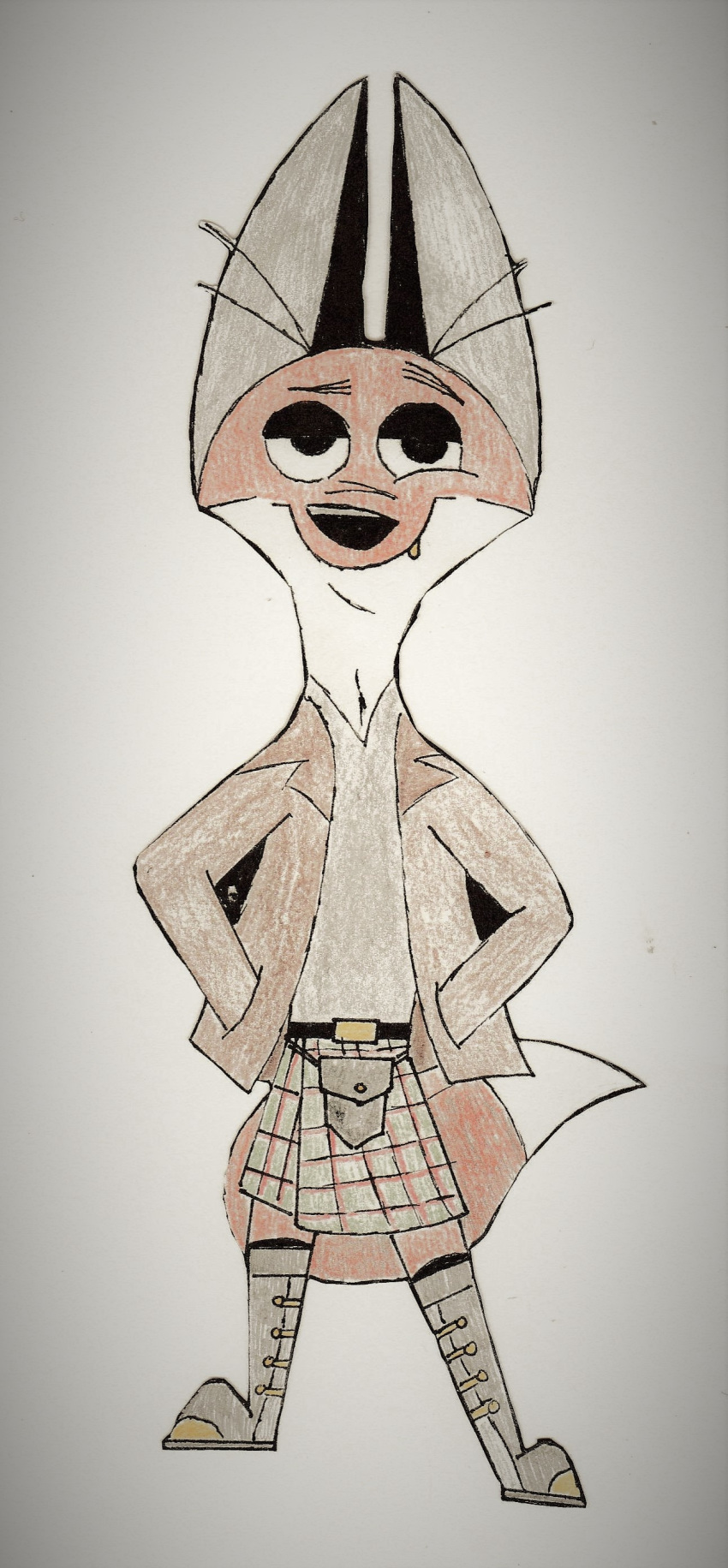 101_dalmatian_street 101_dalmatians absurd_res anthro belt boots canid canine clothed clothing colored_pencil_(artwork) disney fergus_(101_dalmatians) footwear fox fur gold_(metal) gold_tooth graphite_(artwork) half_lidded_eyes hi_res irish jacket kilt male mammal pen_(artwork) pencil_(artwork) plaid red_body red_fur shirt smile solo sporran topwear traditional_media_(artwork) unclesamtheman