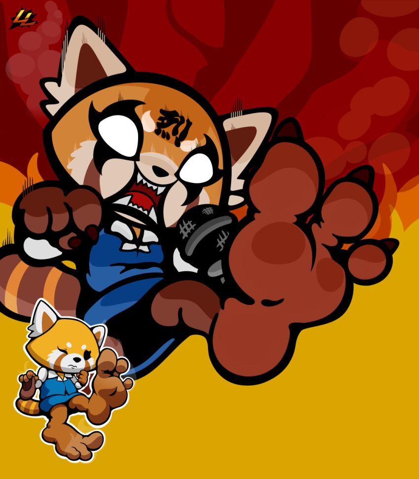 3_toes aggressive_retsuko ailurid angry anthro barefoot claws clothed clothing fangs feet female foot_focus hi_res lazzylad mammal one_eye_closed red_panda retsuko sanrio soles solo toe_claws toes yowesephth