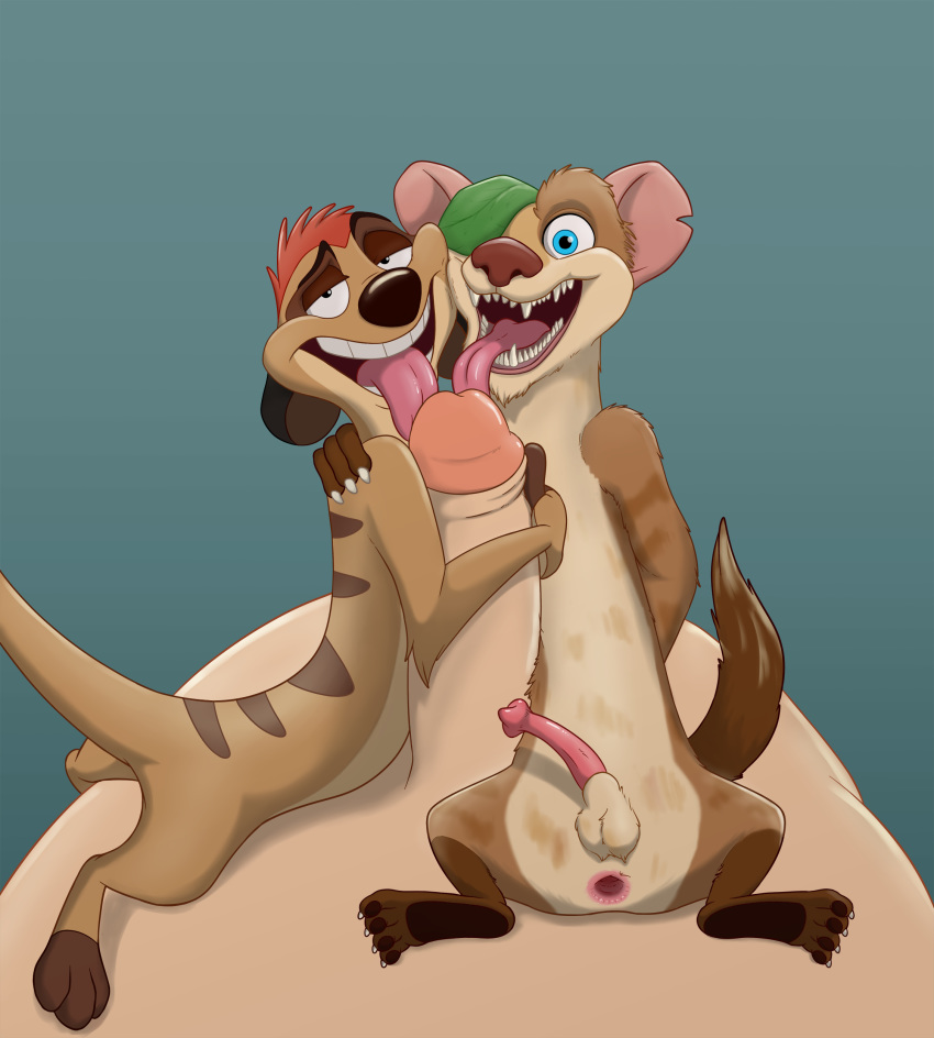 absurd_res anus bestiality blue_sky_studios buck_(ice_age) disney erection fellatio feral gaping gaping_anus group hi_res human human_on_feral humanoid ice_age_(series) interspecies licking looking_at_viewer magzol male male/male mammal oral penile sex size_difference smile smiling_at_viewer the_lion_king timon tongue tongue_out