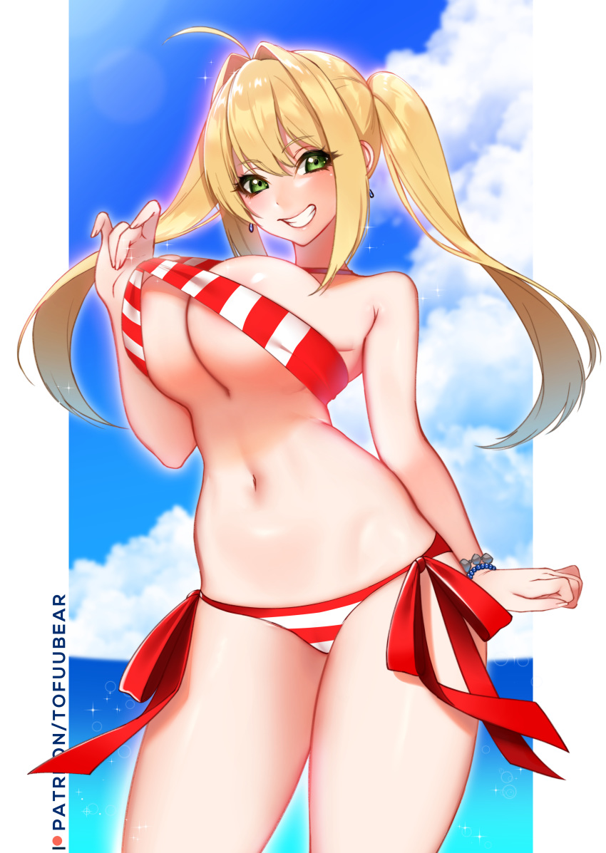 bikini cameltoe fate/grand_order saber_extra swimsuits tofuubear