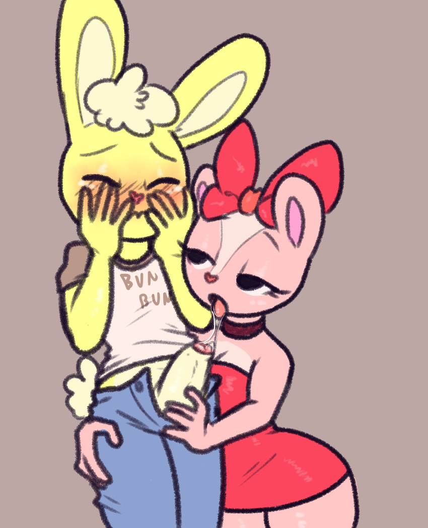 absurd_res anthro cuddles_(htf) female giggles_(htf) happy_tree_friends hi_res male mammal simple_background tenmathemaiden