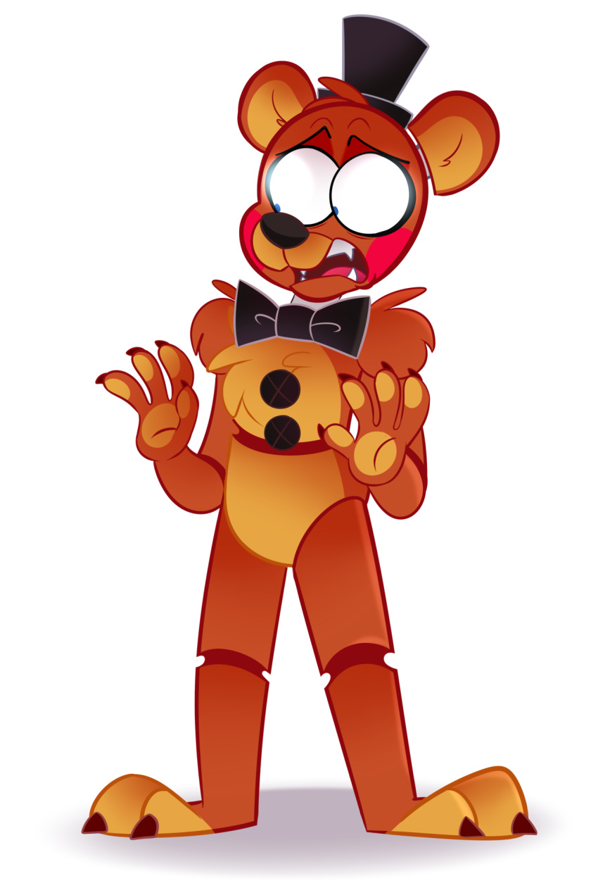 alpha_channel animatronic black_nose bow button_(fastener) claws clothing fingers five_nights_at_freddy's five_nights_at_freddy's_2 hair hat headgear headwear hi_res machine mammal orange_body red_cheeks robot samhorn simple_background toe_claws toes toy_freddy_(fnaf) transparent_background ursid video_games