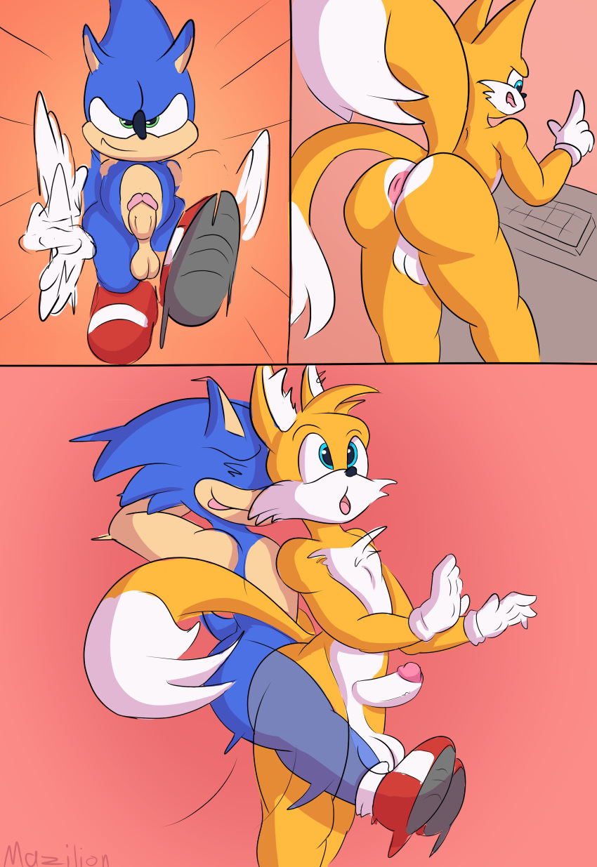 absurd_res anal anal_penetration anthro canid canine comic duo eulipotyphlan forced fox hedgehog hi_res male male/male male_penetrated male_penetrating male_penetrating_male mammal mazilion miles_prower penetration sega sonic_the_hedgehog sonic_the_hedgehog_(series) surprise_buttsex surprise_sex surprised_expression video_games