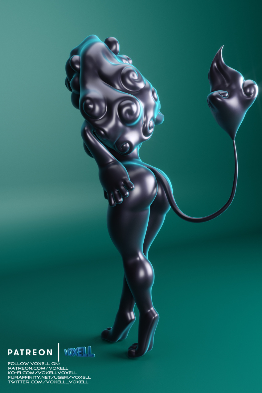 &lt;3 &lt;3_eyes 2:3 absurd_res android anthro bose_(character) butt felid female hi_res lion machine mammal nude pantherine rear_view robot rubber solo text url voxell_voxell