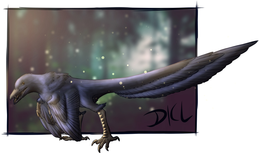 alpha_channel ambiguous_gender beak black_body black_feathers claws denmarklemons dinosaur dromaeosaurid feathered_dinosaur feathers feral reptile scalie side_view solo tail_feathers theropod winged_arms wings