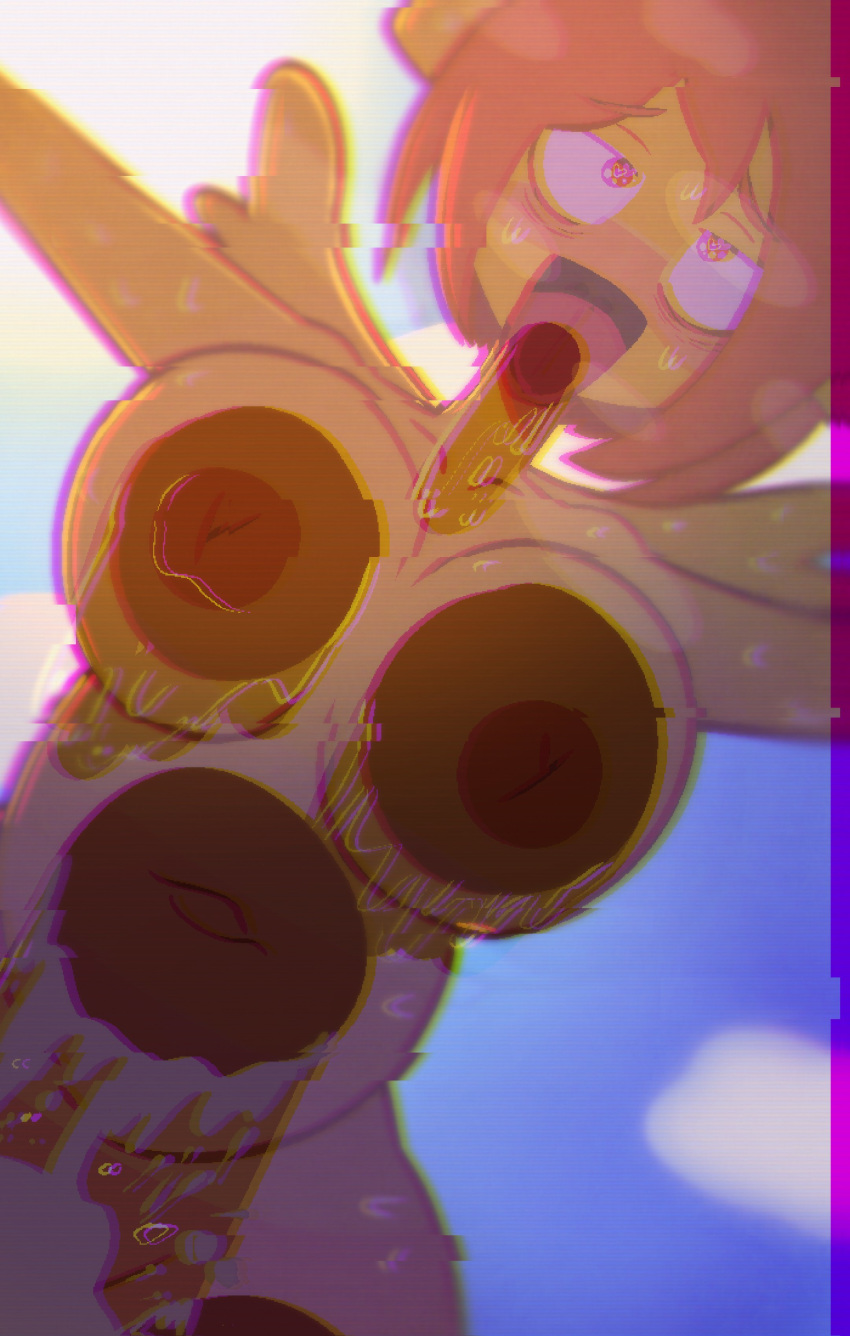 &lt;3 &lt;3_eyes absurd_res ahegao antlers bodily_fluids breasts cartoon_network cum cum_on_glass fairy female genital_fluids glitch hair hi_res horn humanoid looking_pleasured nipples on_glass penny_fitzgerald sex silverplatin solo the_amazing_world_of_gumball tongue tongue_out wings