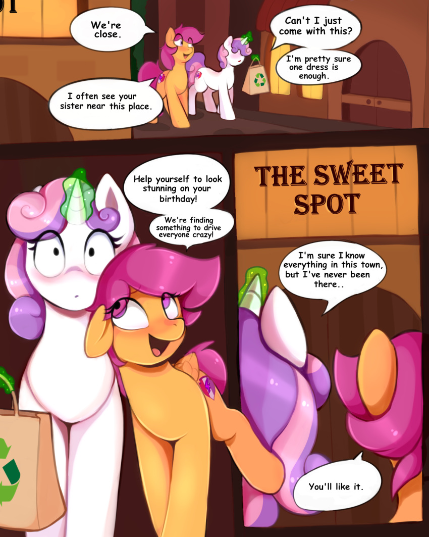 2020 4:5 aged_up comic cutie_mark dialogue digital_media_(artwork) duo english_text equid equine eyelashes female feral friendship_is_magic hasbro hi_res horn mammal my_little_pony open_mouth pegasus ritter scootaloo_(mlp) sweetie_belle_(mlp) text unicorn wings