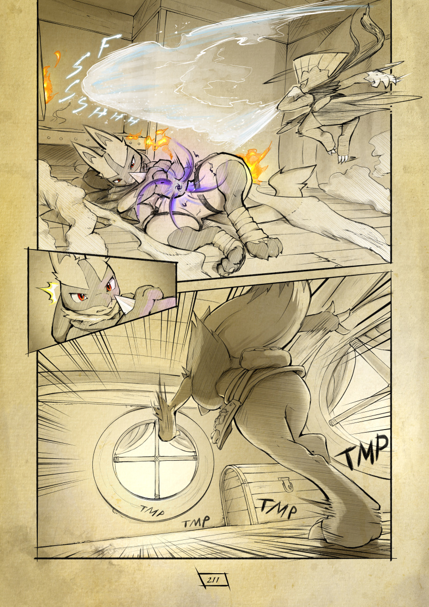 2026 absurd_res anthro arm_scar asche_(truescorn) biped clarity_(truescorn) claws colored comic english_text eyelashes female female_anthro fire fur generation_4_pokemon generation_5_pokemon group hair hi_res huge_filesize ice inside long_hair lucario male male_anthro nintendo onomatopoeia orchid_(truescorn) page_number pokemon pokemon_(species) pokemon_mystery_dungeon running scar sound_effects spike_chunsoft spikes spikes_(anatomy) tail text toe_claws trio truescorn weavile zoroark