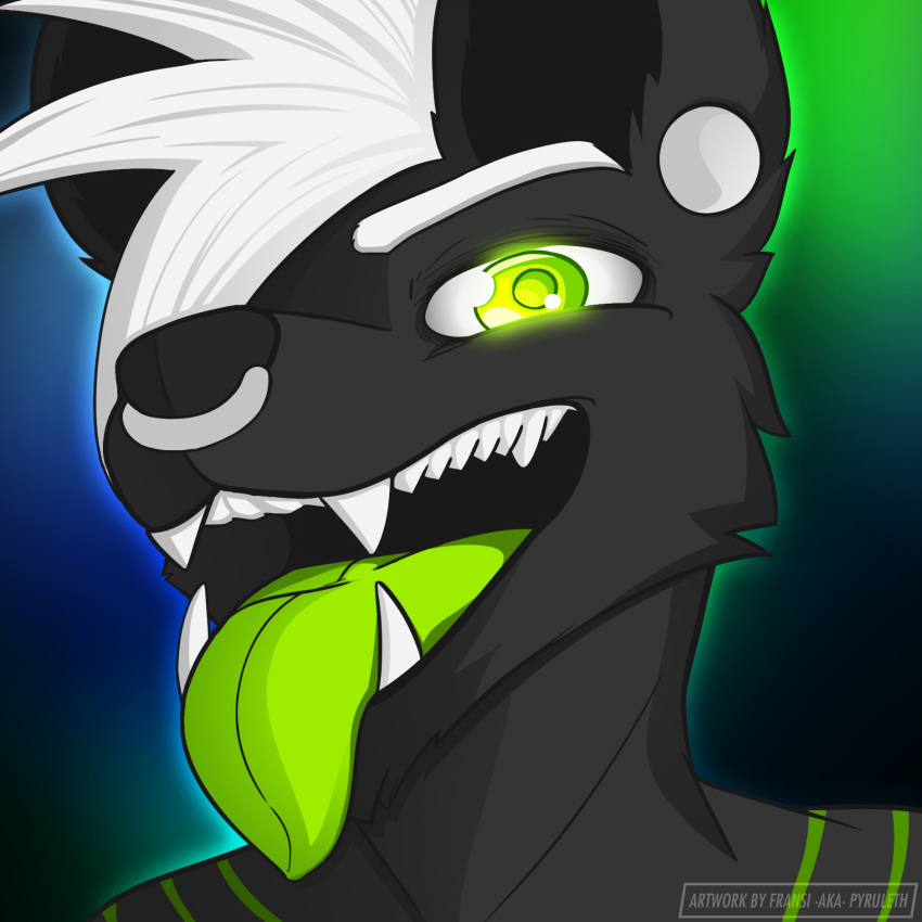 1:1 anthro canid canine canis emo fransi goth hi_res male mammal neon punk solo tongue tongue_out wolf