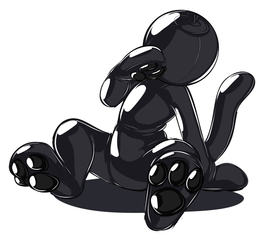 2020 3_toes alpha_channel ambiguous_gender anthro ball_hood black_pawpads digital_drawing_(artwork) digital_media_(artwork) domestic_cat featureless_crotch felid feline felis glistening hi_res hindpaw mammal pawpads paws rubber simple_background tallarra toes toony transparent_background