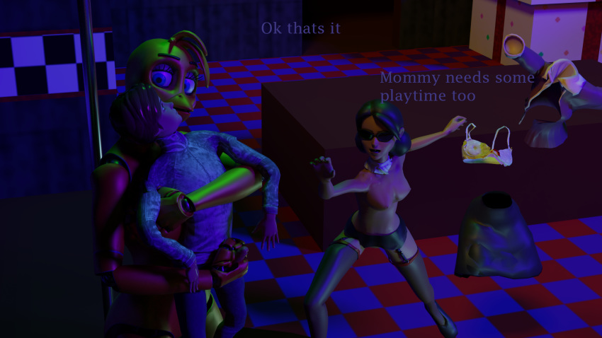 16:9 age_difference animatronic avian bird chica_(fnaf) clothing english_text female five_nights_at_freddy's group handjob hi_res human humanoid lager_female machine male male/female mammal mother mother_and_child mother_and_son older_female parent parent_and_child penile pole robot running sex son stripper_pole text thighlord undressing video_games widescreen young younger_male