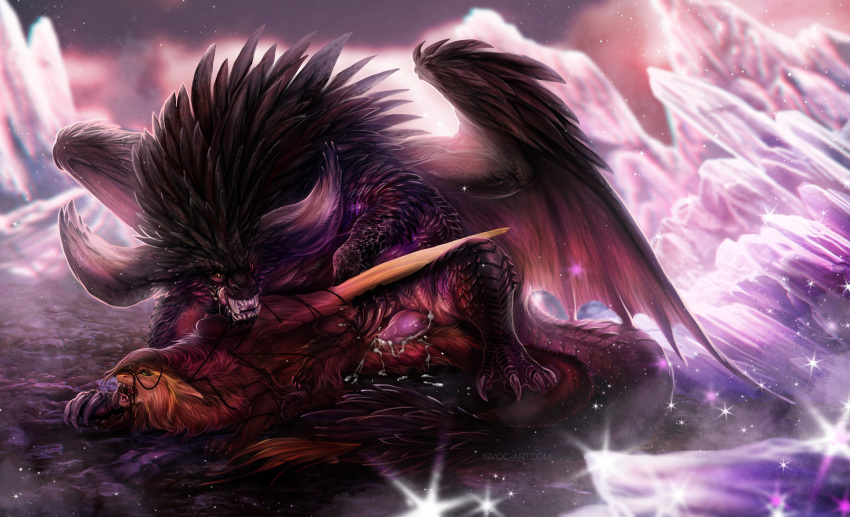 2020 avelos bodily_fluids capcom claws cum cum_in_pussy cum_inside day detailed_background digital_media_(artwork) dragon elder_dragon feathered_wings feathers female female_penetrated feral feral_on_feral feral_penetrated feral_penetrating feral_penetrating_feral finger_claws fur furred_dragon genital_fluids genitals hi_res horn ista isvoc male male/female male_penetrating male_penetrating_female membrane_(anatomy) membranous_wings monster_hunter nergigante outside penetration penis questionable_consent scales scalie sex shaded sky spines toe_claws vaginal vaginal_penetration video_games western_dragon wings