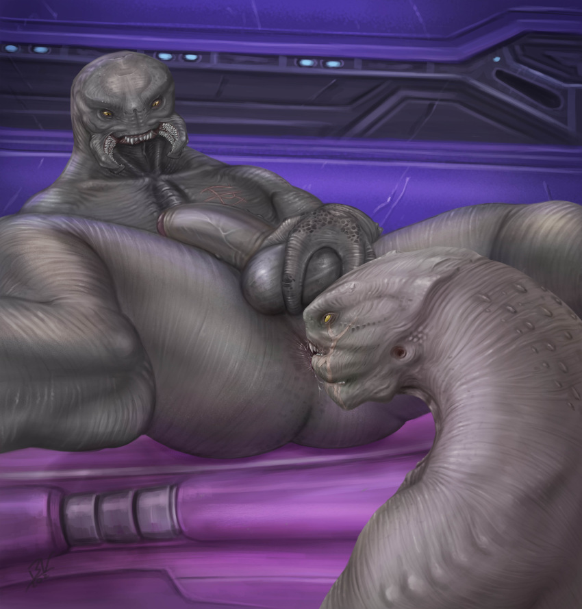 absurd_res alien anal anthro anus arbiter_(halo) balls bodily_fluids brouva detailed_background duo genitals half-erect halo_(series) hi_res holding_balls looking_at_another looking_down lying male male/male microsoft on_back oral penis rimming rtas_'vadum saliva saliva_on_anus saliva_string sangheili scar sex spread_legs spreading thel_'vadam video_games xbox_game_studios