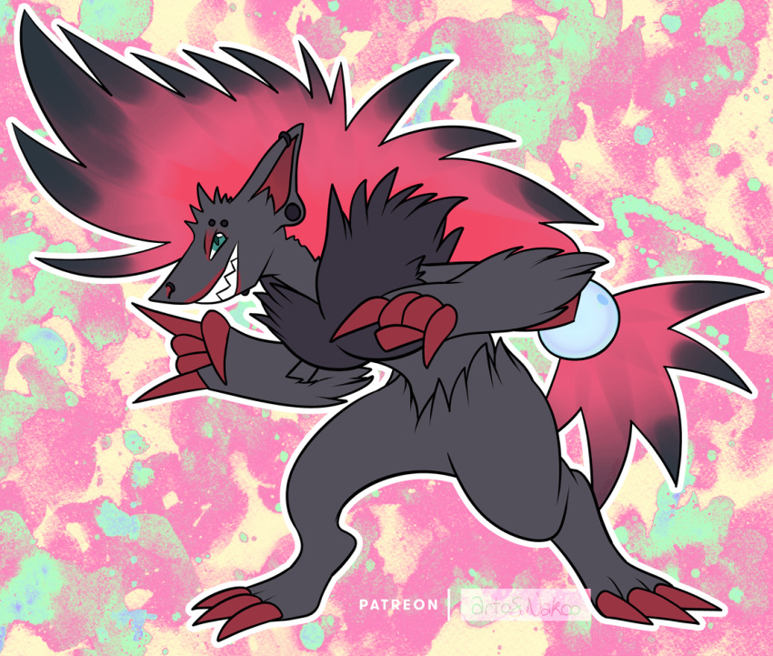 2020 anthro black_body black_fur claws conditional_dnp fur mohawk_(hairstyle) nakoo nintendo pok&eacute;mon pok&eacute;mon_(species) video_games zoroark