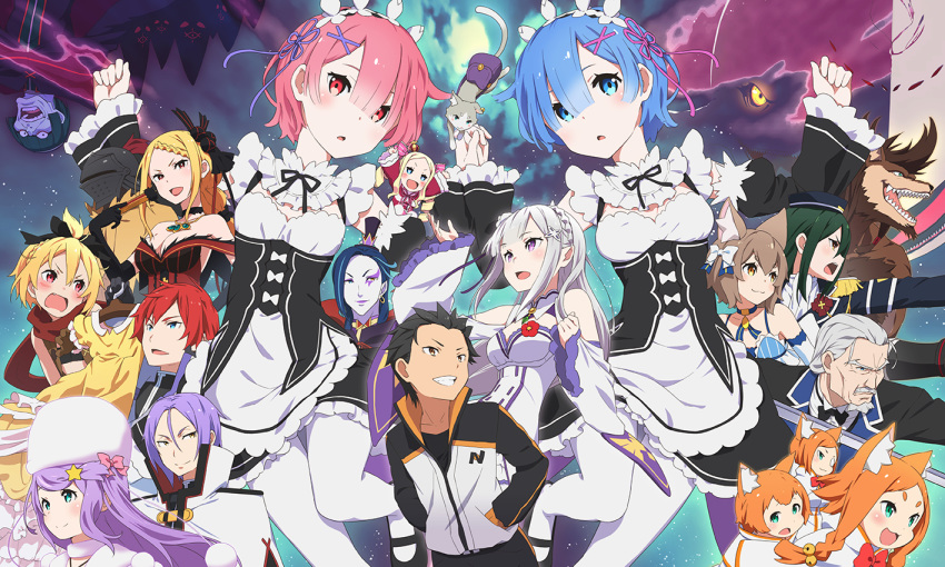 6+boys 6+girls anastasia_hoshin beatrice_(re:zero) crusch_karsten emilia_(re:zero) errant everyone felix_argyle felt_(re:zero) heitarou_pearlbaton julius_juukulius mimi_pearlbaton multiple_boys multiple_girls natsuki_subaru official_style petelgeuse_romaneeconti priscilla_barielle puck_(re:zero) ram_(re:zero) re:zero_kara_hajimeru_isekai_seikatsu reinhard_van_astrea rem_(re:zero) ricardo_welkin roswaal_l._mathers tivey_pearlbaton wilhelm_(re:zero)