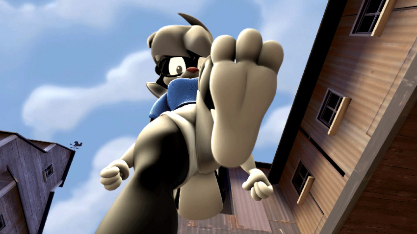 16:9 3_toes 3d_(artwork) 3d_animation 4_fingers animated anthro black_body black_fur breasts closed_fist clothing cloud digital_media_(artwork) eyewear female fingers fist fur glasses hair long_tail looking_down mammal mephitid mouthless paws sabrina_(sabrina_online) sabrina_online sfm-paws shirt short_playtime skunk sky solo source_filmmaker stomping toes topwear violence webcomic white_hair widescreen