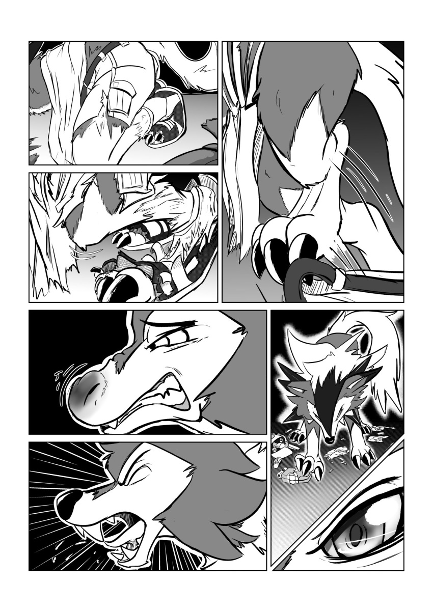 ambiguous_gender belt black_background bodily_fluids border bottomwear canid canine cheek_tuft claws clenched_teeth clothing comic digitigrade dusk_lycanroc eyes_closed facial_tuft fangs feral finger_claws forced forced_transformation fur fur_growth greyscale growth hi_res human human_to_feral lycanroc mammal monochrome nintendo open_mouth pok&eacute;mon pok&eacute;mon_(species) quadruped saliva sequence shirt shorts simple_background snout snout_growth solo species_transformation teeth toe_claws topwear torn_bottomwear torn_clothing torn_shirt torn_shoes torn_shorts torn_topwear toshabi transformation transformation_sequence tuft video_games white_border