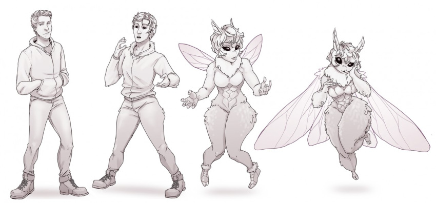2020 antennae_(anatomy) antennae_growth anthro arthropod bottomwear breast_growth breasts clothing female flying footwear gender_transformation growth hoodie human human_to_anthro insect insect_wings lepidopteran male mammal moth mtf_transformation pants pinklepickle sequence shoes smile species_transformation standing surprise thick_thighs topwear transformation wide_hips wing_growth wings
