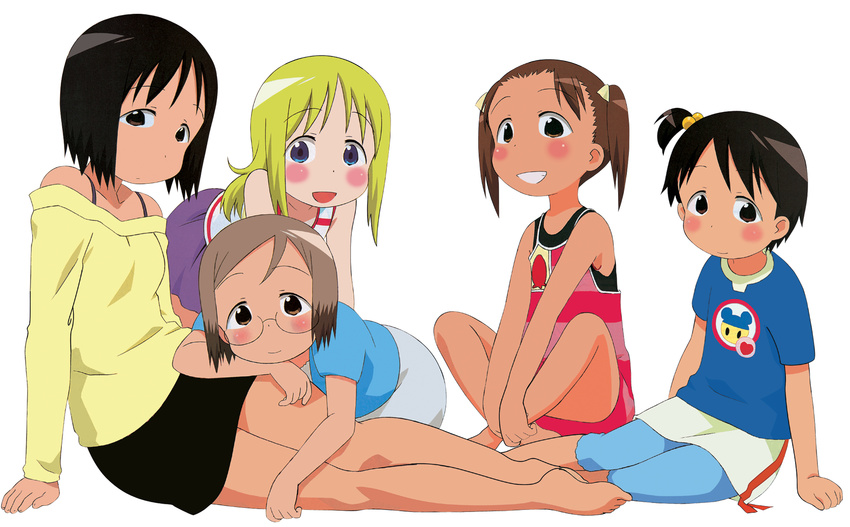 absurdres ana_coppola blonde_hair blue_eyes blush highres ichigo_mashimaro itou_chika itou_nobue long_hair long_sleeves matsuoka_miu multiple_girls non-web_source sakai_kyuuta sakuragi_matsuri short_hair siblings sisters twintails