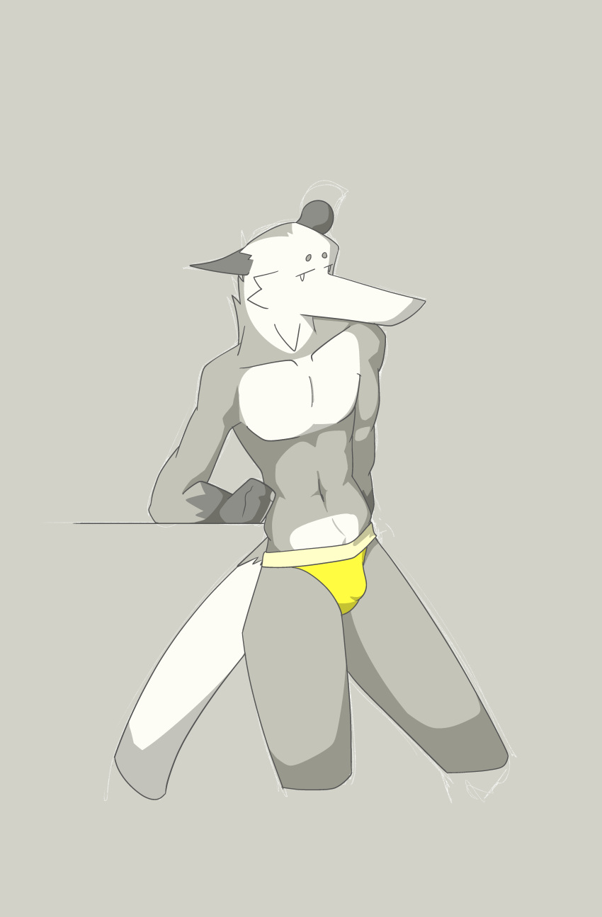 absurd_res animal_humanoid anthro athletic athletic_male bulge clothing didelphid didelphid_humanoid hi_res humanoid male mammal mammal_humanoid marsupial marsupial_humanoid oscar_(oscaropossum) oscaropossum solo thong underwear yellow_clothing yellow_underwear