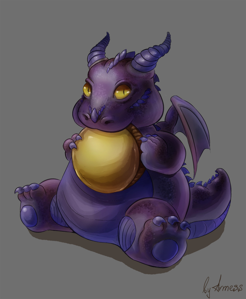 armess baby baby_dragon digital_drawing_(artwork) digital_media_(artwork) dragon feral hi_res infantilism j._r._r._tolkien male middle-earth_(tolkien) overweight overweight_feral overweight_male purple_body purple_scales purple_skin scales scalie simple_background solo the_lord_of_the_rings wings young