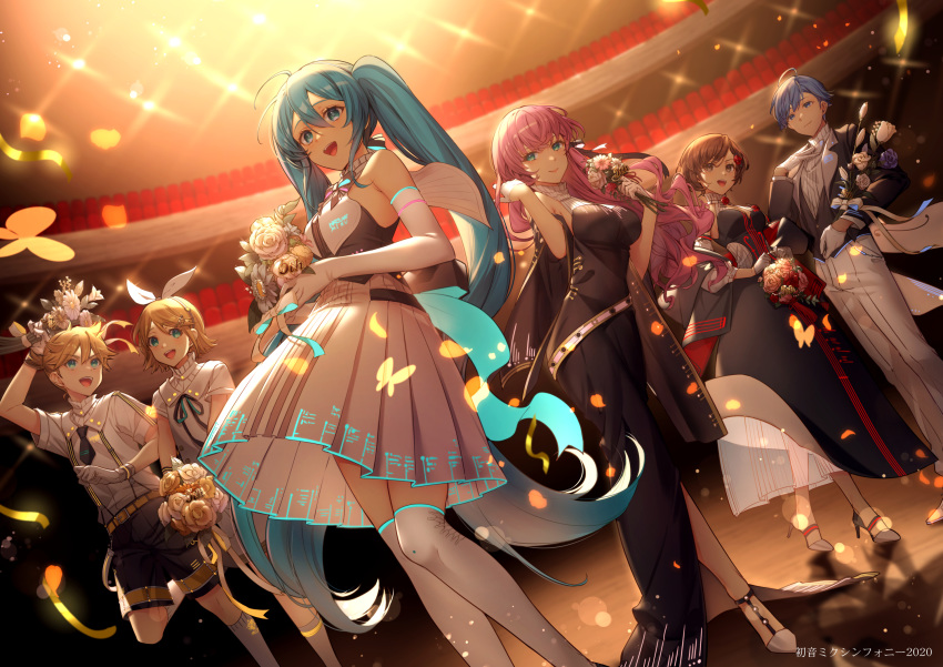 aqua_eyes aqua_hair blonde_hair blue_eyes blue_hair hatsune_miku kagamine_len kagamine_rin kaito long_hair megurine_luka meiko nonomaro pink_hair short_hair twintails vocaloid