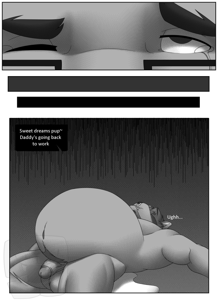 anthro canid canine canis comic domestic_dog duo english_text hi_res ken(sush1d0g3) male male/male mammal monochrome obese overweight overweight_male sush1d0g3 text