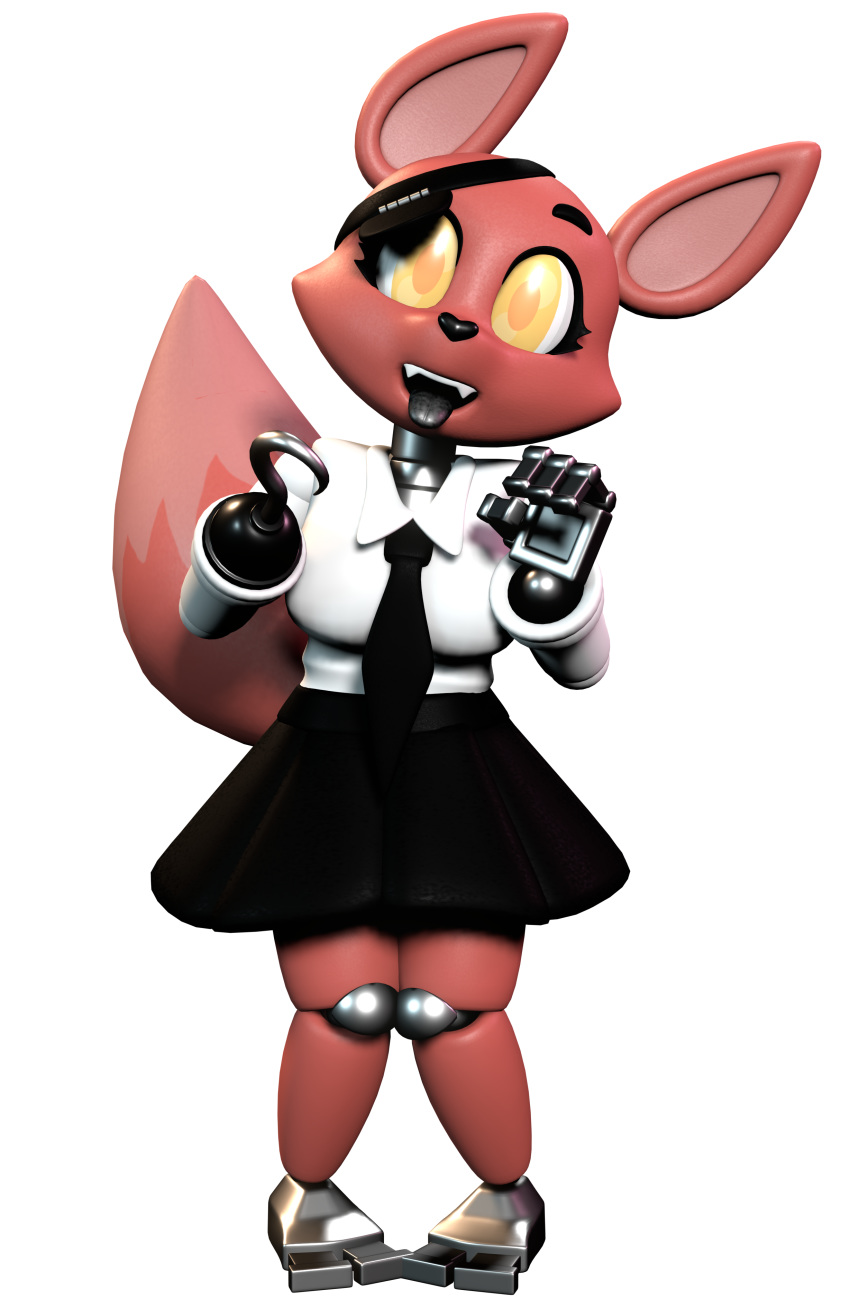 3d_(artwork) absurd_res alpha_channel animatronic anthro canid canine digital_media_(artwork) ears_up eye_patch eyelashes eyewear female five_nights_at_freddy's fivenightsatfreddys fox foxy_(fnaf) hi_res hook_hand machine mammal necktie robot sharp_teeth solo teeth thecomicalmelon tongue tongue_out video_games
