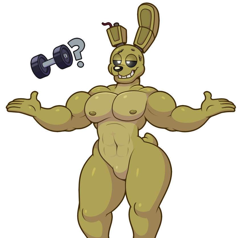 2020 ? acstlu animatronic anthro five_nights_at_freddy's five_nights_at_freddy's_3 hi_res lagomorph leporid machine male mammal meme muscular muscular_anthro muscular_male nude rabbit robot simple_background solo springtrap_(fnaf) video_games white_background
