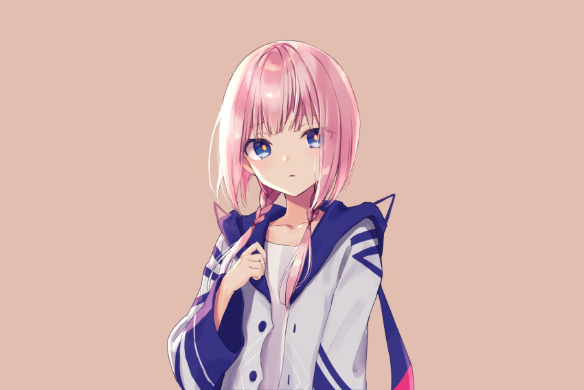 blue_eyes braids flat_chest hoodie original pink pink_hair rimo short_hair twintails