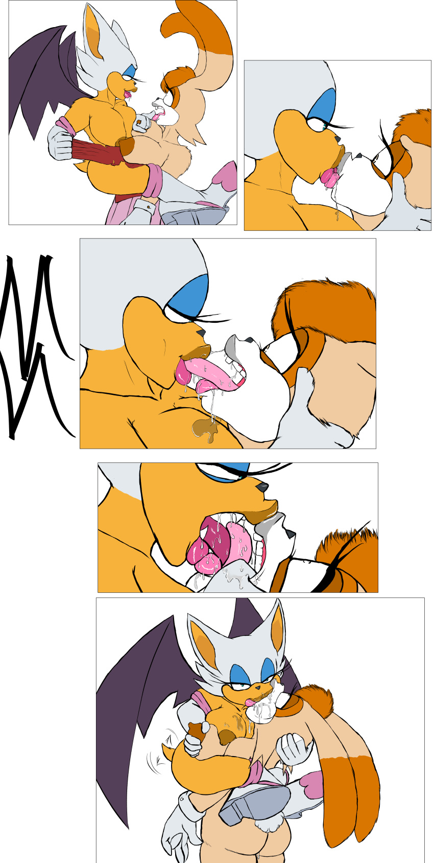 absurd_res ahegao anthro big_breasts big_butt bodily_fluids breast_grab breast_squish breasts butt chiropteran clothing colored comic deep_kiss digital_media_(artwork) drooling duo erect_nipples fangs female female/female fondling forced french_kissing fur genital_fluids hair hand_on_breast hi_res humanoid kissing lagomorph leporid lips long_ears long_tongue looking_pleasured making_out mammal messy nekomajinsama nipples nude open_mouth pussy_juice rabbit raised_tail rouge_the_bat saliva saliva_drip saliva_on_breasts saliva_on_face saliva_on_tongue saliva_string salivating sex smile sonic_the_hedgehog_(series) squish teeth thick_lips thick_thighs tongue tongue_out vanilla_the_rabbit white_body white_fur wings