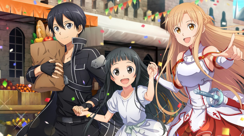 asuna_(sword_art_online) dress kirito sword_art_online tagme weapon yui_(sword_art_online)