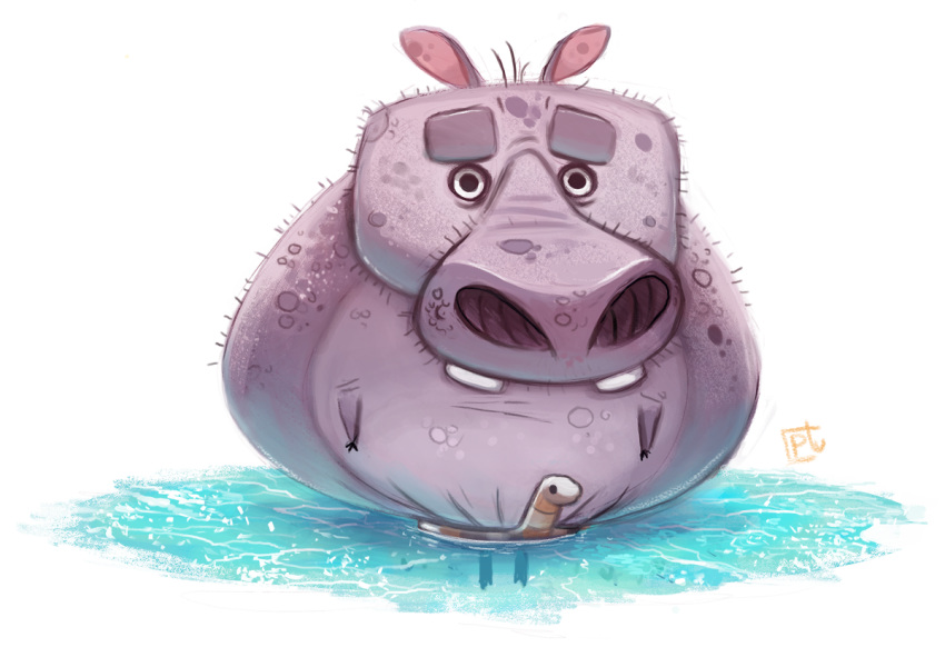 ambiguous_gender common_hippopotamus cryptid-creations floatie hippopotamid mammal solo water