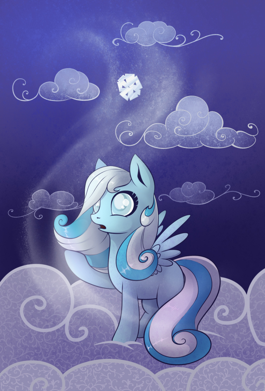 28gooddays badday28 blind cloud equid equine fan_character female hair hasbro hi_res mammal multicolored_hair my_little_pony night pegasus snowdrop_(character) snowflake two_tone_hair wings