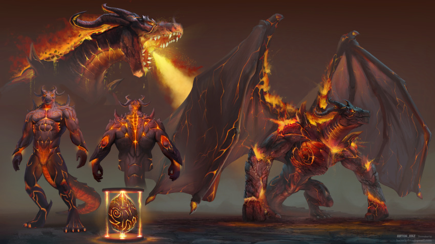 16:9 breath_powers claws clock digitigrade dlien dragon egg elemental_manipulation fangs feral finger_claws fire fire_breathing fire_manipulation future grey_body grey_wings hi_res higthnekohnz hnz male model_sheet muscular muscular_feral muscular_male orange_glow sharp_teeth solo teeth toe_claws widescreen wings