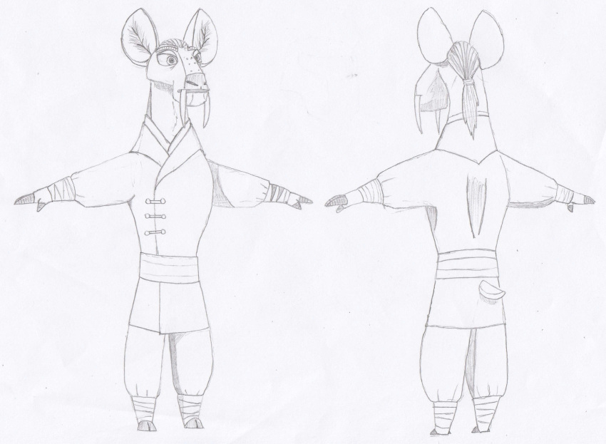 anthro arms_out cervid cervine clothed clothing concept_art dreamworks fan_character hair hi_res kung_fu_panda male mammal mane military ponytail soldier solo tusks unclesamtheman uniform warrior water_deer