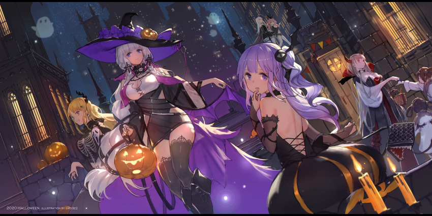 anthropomorphism azur_lane dress halloween illustrious_(azur_lane) ning_hai_(azur_lane) no_bra panties ping_hai_(azur_lane) swd3e2 thighhighs underwear unicorn_(azur_lane) victorious_(azur_lane)