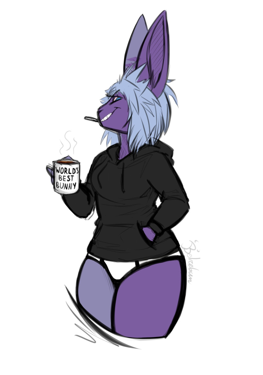 belzebun black_clothing black_hoodie black_topwear briefs clothing drawyourfursona female hi_res hoodie hoodie/briefs_meme lagomorph leporid mammal meme meme_clothing rabbit simple_background solo topwear underwear white_clothing white_underwear