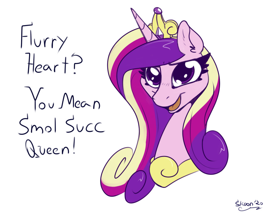 5:4 crown dialogue english_text equid equine female friendship_is_magic hair hasbro hi_res horn jewelry mammal multicolored_hair my_little_pony necklace portrait princess_cadance_(mlp) purple_eyes purple_hair simple_background skoon solo text the_truth tiara unicorn white_background