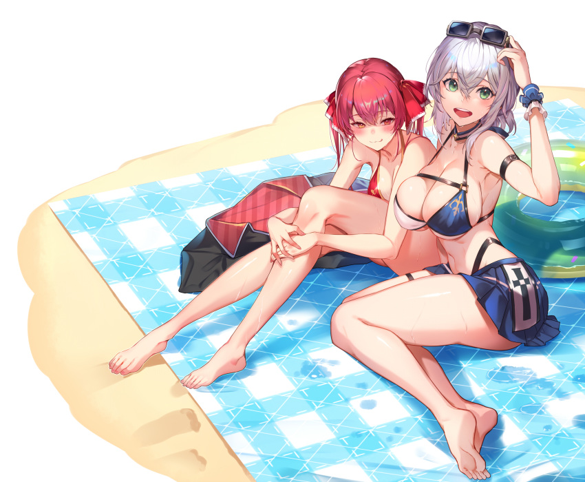 2girls bikini hololive houshou_marine kakage shirogane_noel sunglasses swimsuit