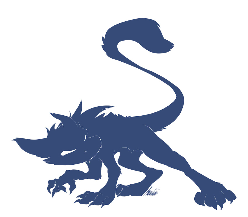 animancer blue_and_white harzipan ink monochrome monster quadruped rawr silhouette spooky_(disambiguation)