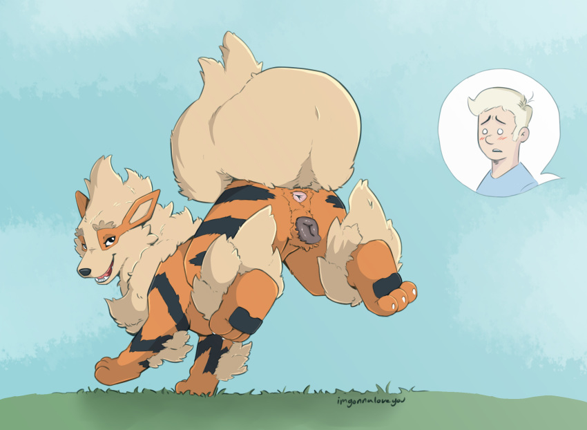 animal_genitalia animal_pussy anus arcanine ass_up black_pussy blonde_hair blush butt canid canine canine_pussy collaboration color_edit colored edit embarrassed female feral fluffy fluffy_tail fur genitals gracefulk9 hair hi_res human imgonnaloveyou interspecies looking_back mammal neck_tuft nintendo orange_body orange_fur outside pawpads pink_anus pok&eacute;mon pok&eacute;mon_(species) pok&eacute;philia presenting presenting_hindquarters presenting_pussy pussy smile solo_focus tuft video_games wide_eyed