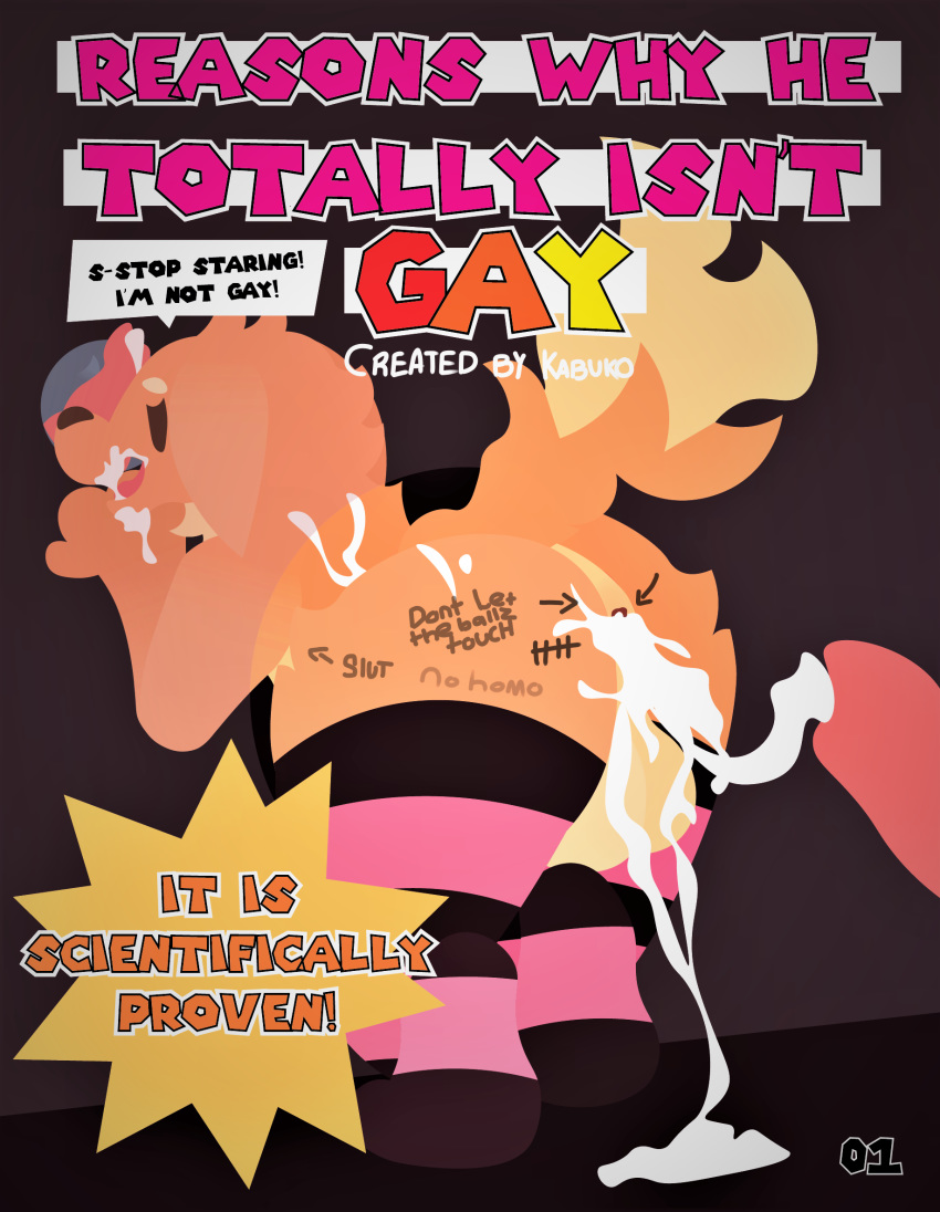 after_sex anal angry animal_genitalia animal_penis anthro anus balls bodily_fluids butt butt_tuft canid canine canine_penis canis chest_tuft clothed clothing comic cookie_(kabuko) cum cum_inside cum_on_balls cum_on_butt cum_on_face cum_on_ground cum_on_tongue dialogue domestic_dog ejaculation english_text excessive_cum floppy_ears footwear fur fur_tuft genital_fluids genitals glory_hole hi_res kabuko knot legwear lineless male male/male mammal markings neck_tuft no_homo oral partially_clothed penis precum precum_string presenting presenting_anus presenting_hindquarters raised_tail retreiver shaded simple_background simple_shading socks stated_heterosexuality stockings tail_markings text tongue tuft vector writing_on_body