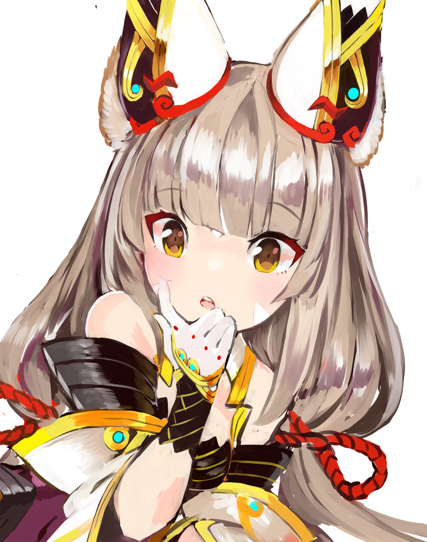 1girl animal_ears cat_ears cat_girl close-up gloves highres long_hair nia_(blade)_(xenoblade) nia_(xenoblade) silver_hair solo tim_(a9243190a) twintails xenoblade_chronicles_(series) xenoblade_chronicles_2 yellow_eyes