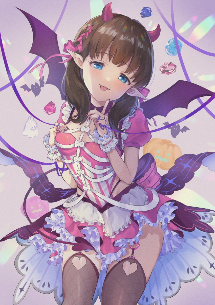 dress halloween pointy_ears sakuma_mayu stockings tagme the_idolm@ster the_idolm@ster_cinderella_girls thighhighs wings